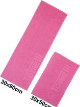 Roze Sporthanddoek Set | (30 x 90 cm) 2* (30 x 50 cm | 100% puur katoen