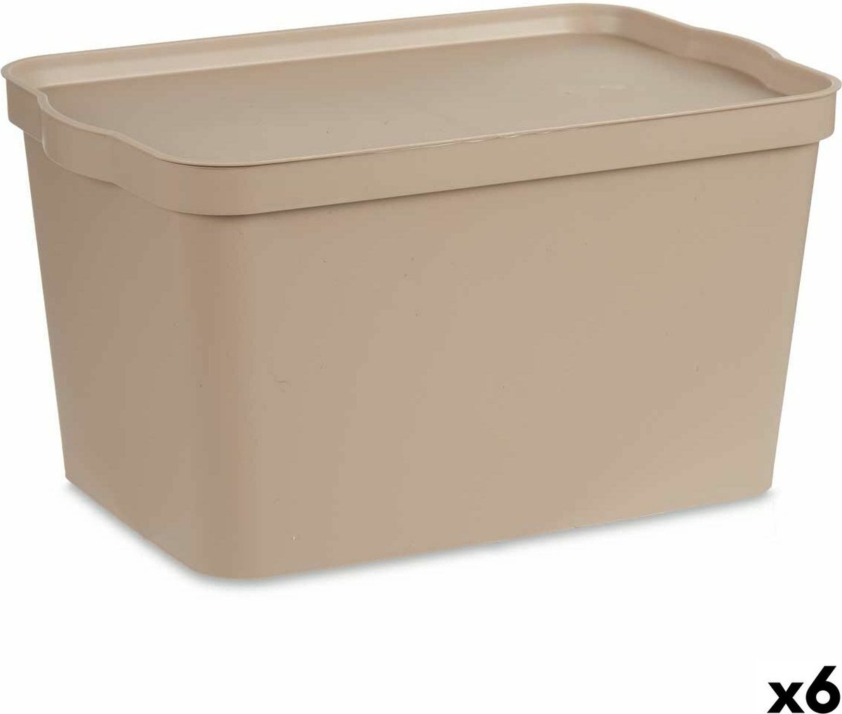 Goedkoopste Opbergbak met Deksel Beige Plastic 24 L 29,3 x 24,5 x 45 cm (6 Stuks