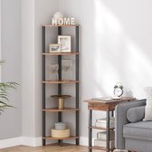 Bol.com Hoekrek staand rek boekenkast met 5 niveaus ladderrek opbergrek plantenrek voor keuken woonkamer industrieel design vint... aanbieding