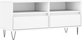 vidaXL - Tv-meubel - 100x34,5x44,5 - cm - bewerkt - hout - wit