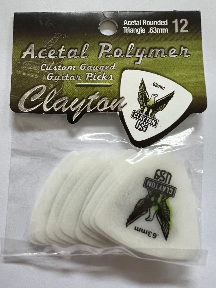 Clayton - Acetal - rounded triangle plectrum - 0.63 mm - 12-pack