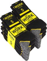 BRUBAKER - Werksokken - 10 Paar - WORK Sokken voor optimale grip op het werk - Robuuste Functionele Sokken - Katoen - Versterkte hiel en teen - Zwart Geel Grijs - Maat 43-46