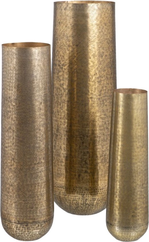 Vaas 38 x 38 x 109 cm Gouden Aluminium (3 Onderdelen)