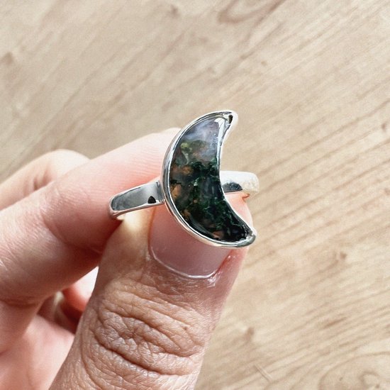 Nature jewellery - bague en argent sterling 925 calcédoine bleue 18,25 mm - bijoux de luxe en pierres précieuses - fait main