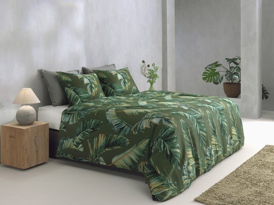 Zohome Dekbedovertrek Alanzo - Bedlinnen met Bladeren print - 240x220 - Groen - Dekbedhoes van 100% Katoen-Satijn van Zohome — afbeelding 5