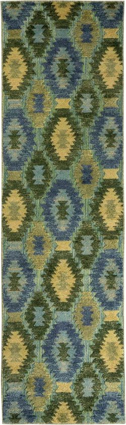 Balkonkleed aztek - Verano blauw/groen 66x230 cm