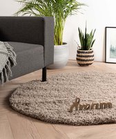 Rond hoogpolig vloerkleed - Cozy Shaggy - beige 120 cm rond