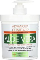 Advanced Clinicals, Aloë Vera, Soothe + Recover Cream, 16 oz (454 g) - droge, beschadigde huid te kalmeren en te verzachten - + Vitamine C, hyaluronzuur, vitamine E - Aloë Vera-crème met vitamine C en E