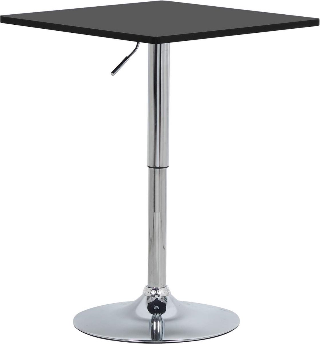 Happyment Vierkante Bartafel Sheffield - Verstelbaar in hoogte - Voor binnen - Keuken - Hout - Metaal - Zwart - 60x60x 68-88cm