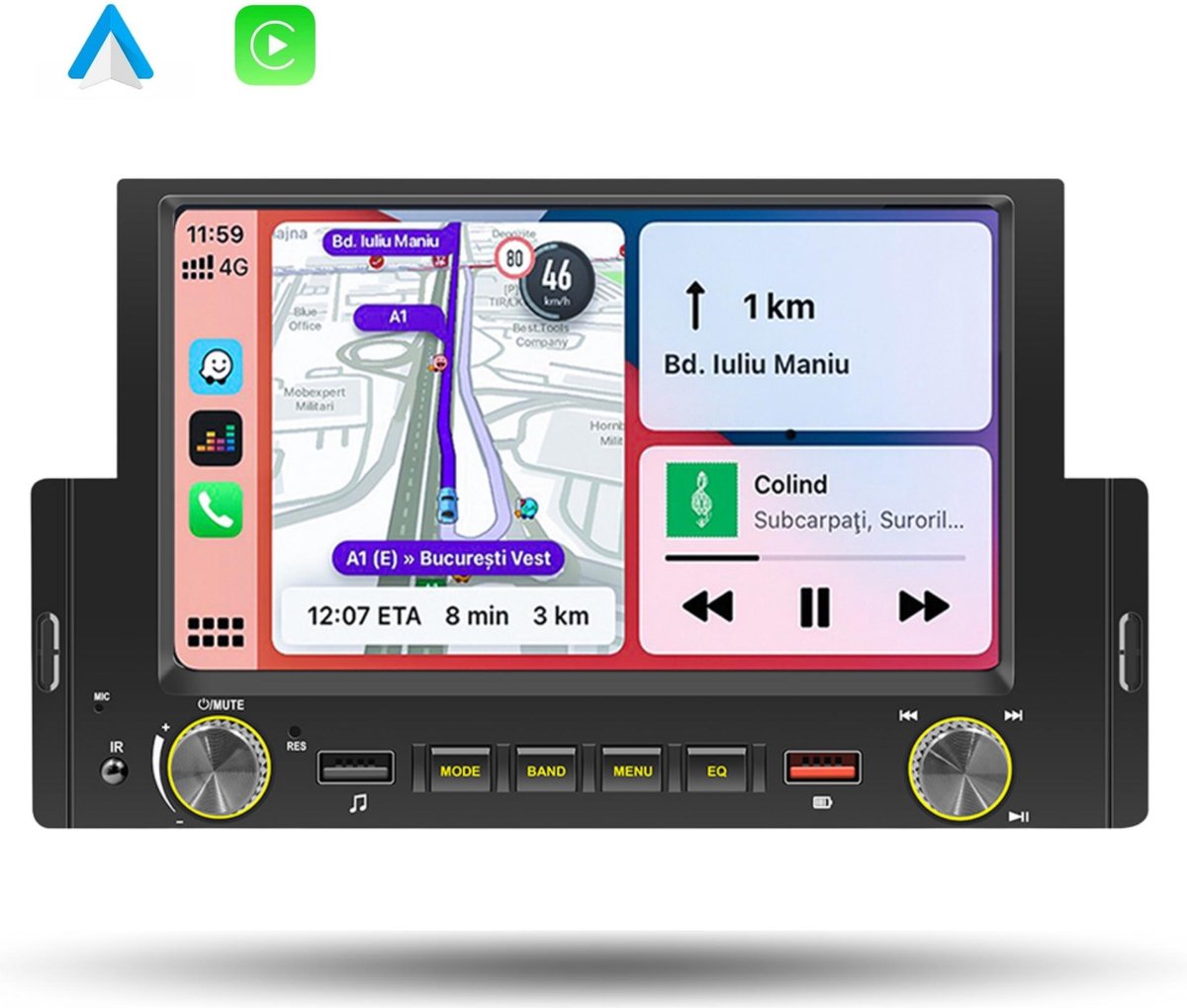 Boscer® 1Din Autoradio - Apple Carplay & Android Auto - 6,2