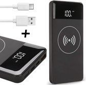 Bol.com Powerbank Wireless Draadloos + USB-C Kabel - 10000 mAh - voor iPad / Samsung / Huawei - TechNow aanbieding