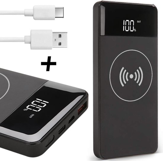 leerboek Voorspellen Oxide Powerbank Draadloos Oplader 10000 mAh + USB C Kabel - Universeel voor  Telefoon /... | bol.com