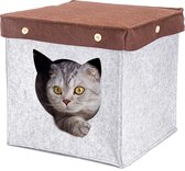 Nobleza Kattenhuisje - Kattenmand overdekt - kattenhuisje van stof - Gesloten kattenmand - Vilt - Grijs / bruin