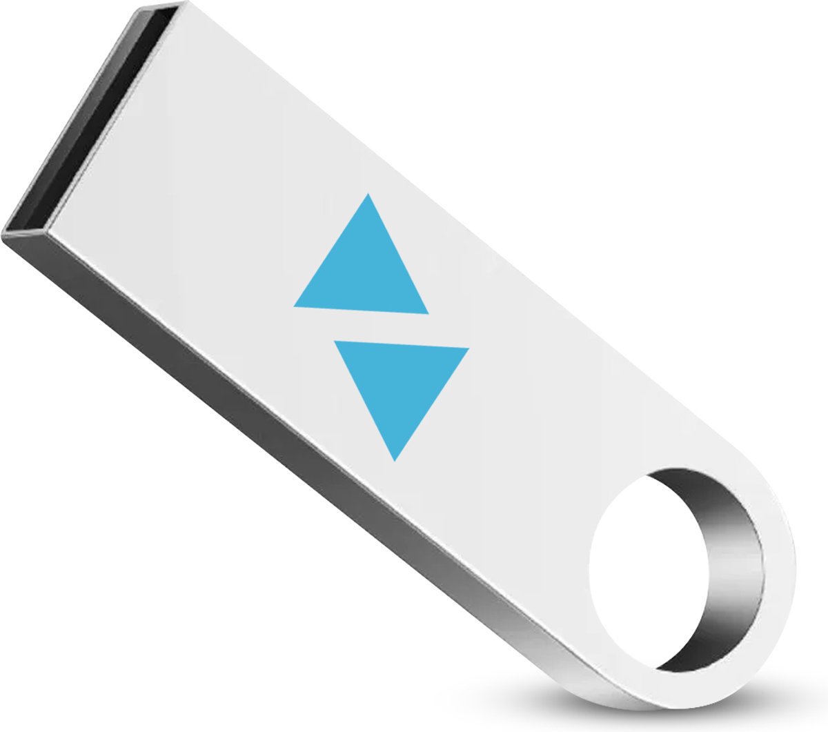 USB stick 3.0 Silver Aluminium Stijl 128GB blauwe logo Hoge capaciteit voor bestanden en gegevens