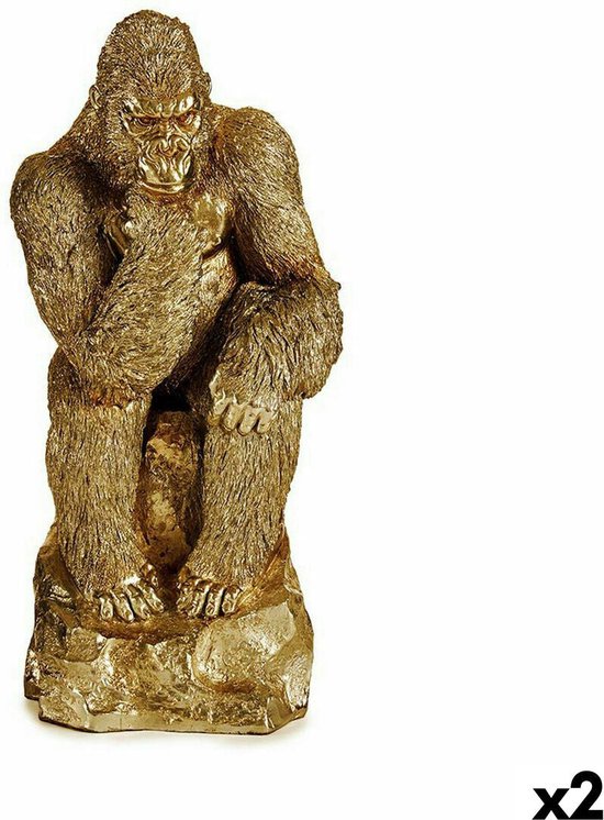 Decoratieve figuren Gorilla Gouden 20,5 x 47 x 23,5 cm (2 Stuks)