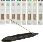 Assortiment 200 stuks etherische incense wierookstokjes 8 heerlijke geuren - 8 x 25 stuks - incl. handgemaakte wierookhouder