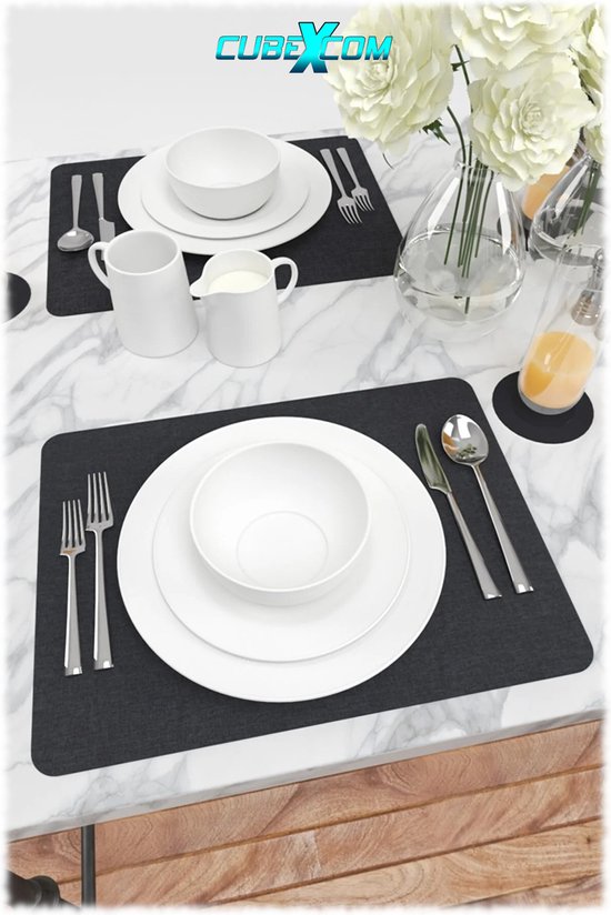 Luxe Placemats Lederlook, Placemat 12 Stuks, Dubbelzijdig