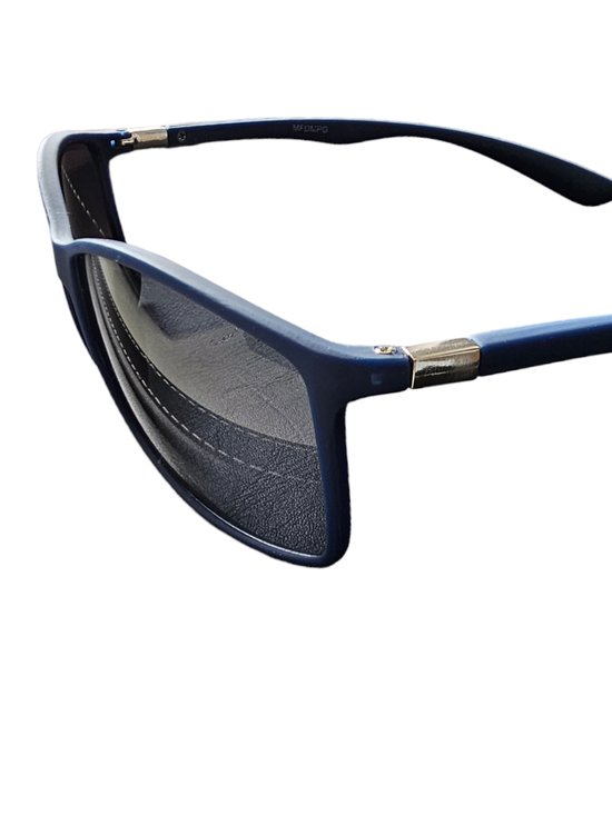 Zonnebril heren - blauw zilver - cat. 3 - 100% uv 400 protection - inclusief kunstlederen briletui van Merkloos — afbeelding 4