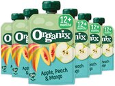 6x Organix Knijpfruit 12+m Appel, Perzik & Mango 100 gr
