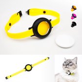 Kattenhalsband voor AirTag, premium halsband voor AirTag, veilig, licht, comfortabel, AirTag-halsband voor katten, kattentracker, compatibel met Apple AirTag, siliconen band, neon geel