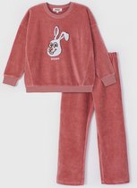 Woody pyjama velours meisjes/dames - oudroze - haas - 232-10-WPA-V/443 - maat 164