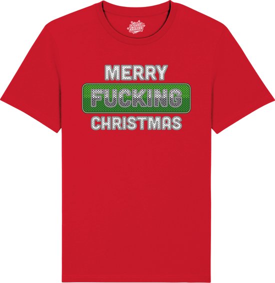 Merry F*cking Christmas - Foute Kersttrui Kerstcadeau - Dames / Heren / Unisex Kleding - Grappige Kerst Outfit - T-Shirt - Unisex - Rood - Maat 3XL
