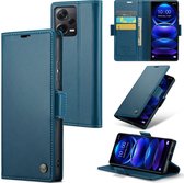 CaseMe Wallet Case met RFID Bescherming en Magneetsluiting voor Redmi Note 12 Pro+ 5G _ Blauw