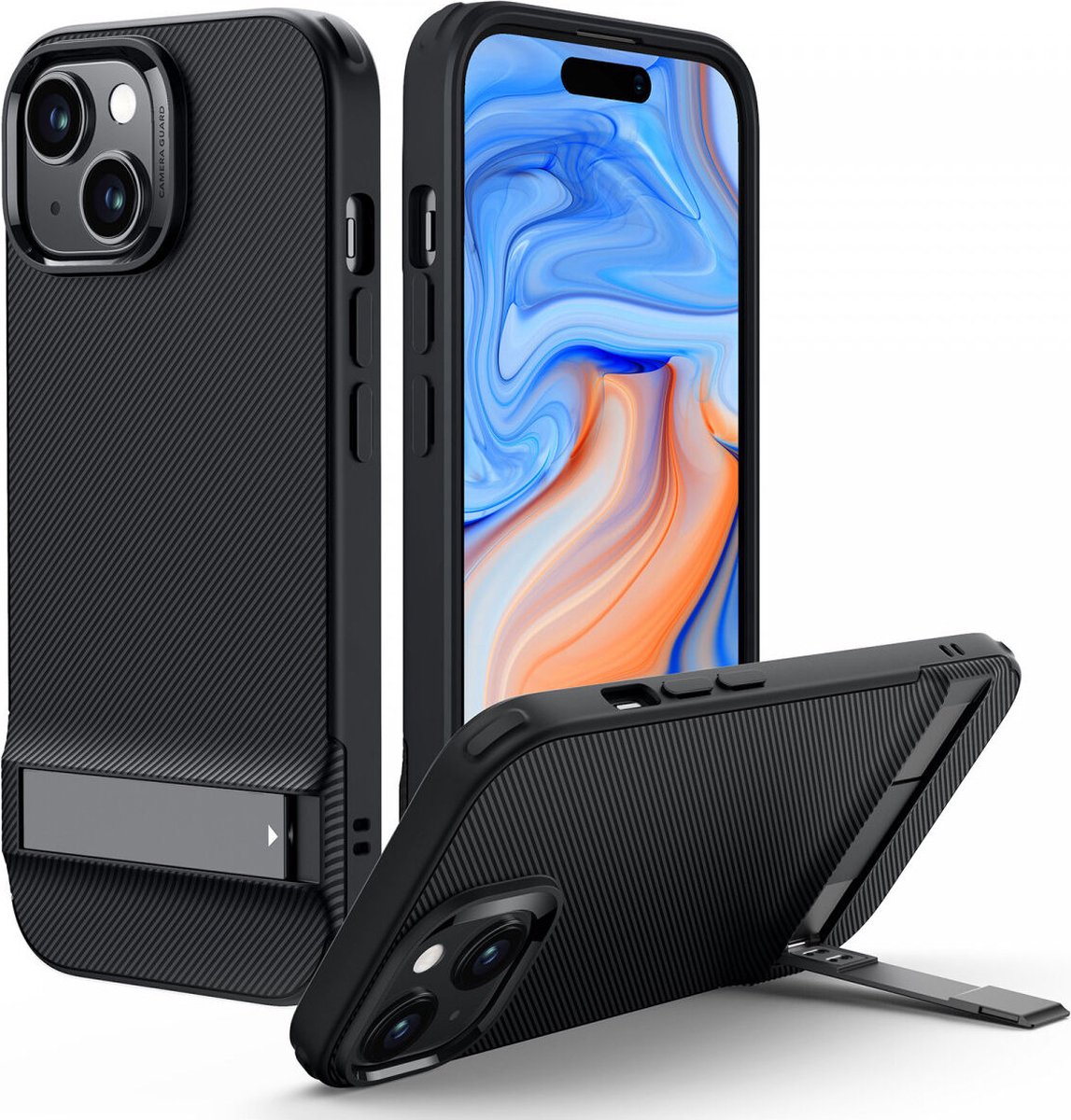 ESR Air Shield Boost Kickstand Hoesje Zwart Geschikt voor Apple iPhone 15 Plus