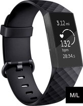 CHPN - Horlogebandje - Bandje geschikt voor Fitbit - Fitbit Charge 3 & 4 Sportbandje - Zwart - M/L - Horlogeband - Armband -Polsband - Stappenteller