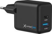 XLayer - Wandlader / Oplader - Dual Powercharger 38W USB-C PD - Adapter / Oplader Geschikt Voor Apple Iphone & Samsung - Zwart