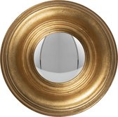 HAES DECO - Bolle ronde Spiegel - Kleur Goudkleurig - Formaat Ø 21x4 cm - Materiaal Hout / Glas - Wandspiegel, Spiegel rond, Convex Glas