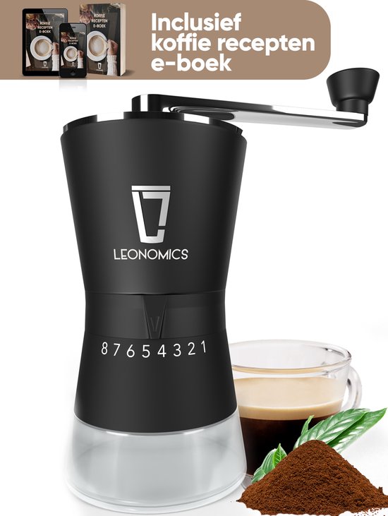 Leonomics Premium Koffiemolen Handmatig – Bonenmaler voor Koffiebonen met Verstelbare Maalstanden