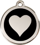 Médaille pour animaux de compagnie-coeur imprimé-petit-noir-18mm-Hondenpenning.nl
