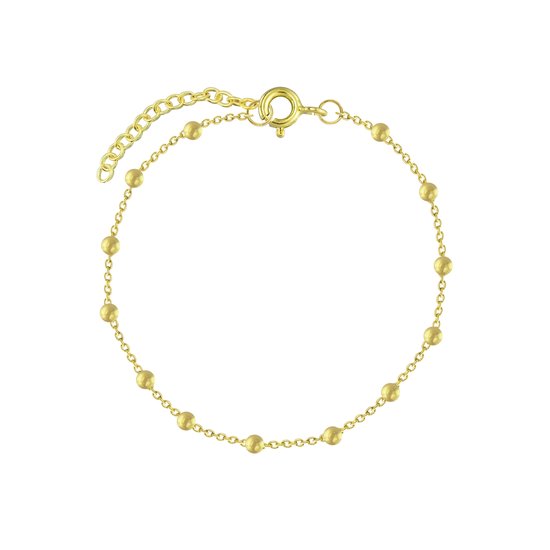 Joy|S - Zilveren armband met bolletjes / balletjes - 15 cm + 3 cm extension - 14k goudplating