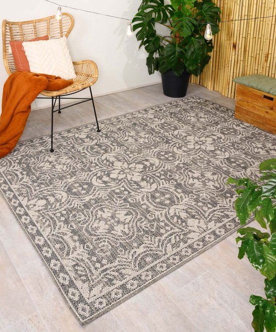 Tapis d'extérieur Sunny Oriental - gris 100x200 cm