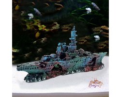 Aquarium decoratie - Slagschip 2 - Realistische hars ornamenten voor vistank landschapsarchitectuur - Duurzaam en stabiel - Ideaal voor zoet- en zoutwateraquaria