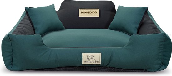 KINGDOG - Hondenbed - Dierenmand 75x65 cm - Maat M - Groen met Zwart