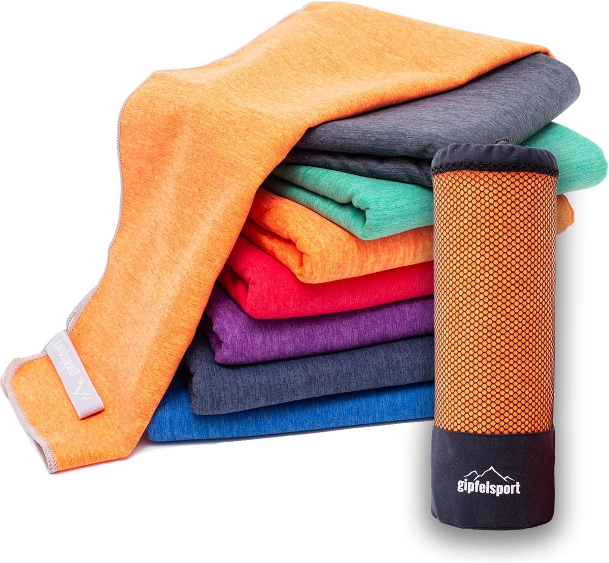 Microvezel handdoek, voor sauna, fitness en sport - strandhanddoek, sporthanddoek - 140x70cm - Oranje Gepatroneerd