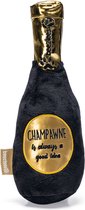 Beeztees Champagnefles - Hondenspeelgoed - Pluche - Zwart/Goud - 30x9x9 cm