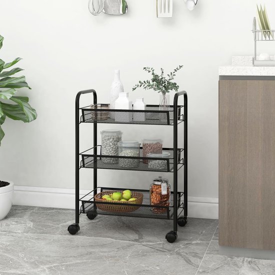 Foto: The living store trolley keuken badkamer kantoor 46x26x64cm ijzer zwart