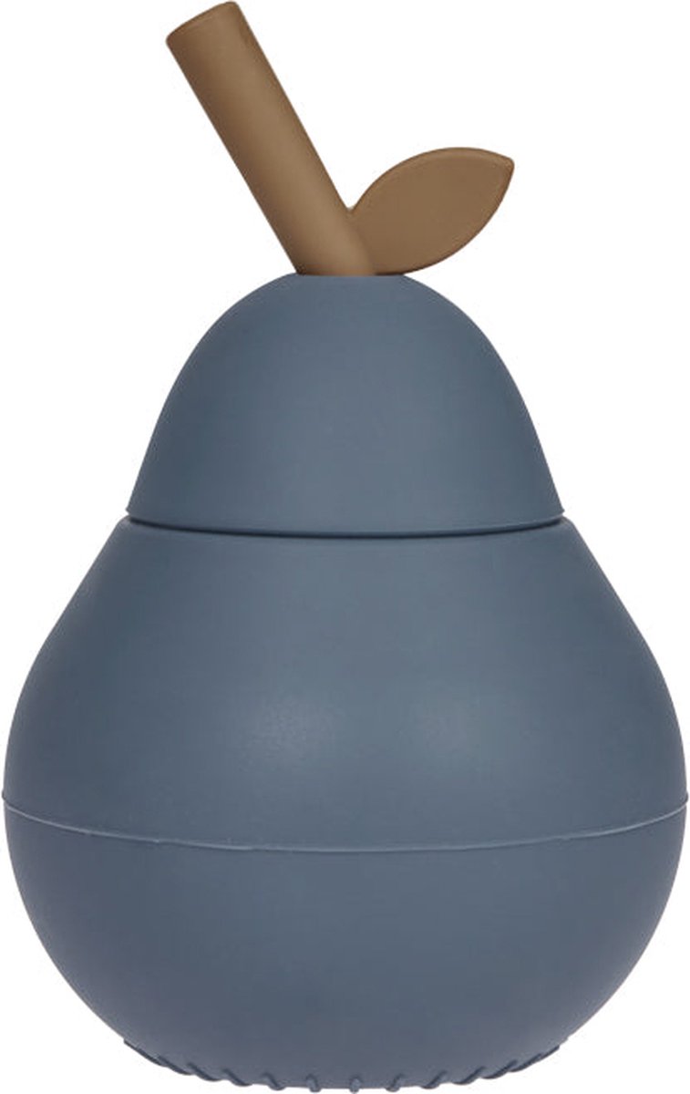 OYOY Pear Drinkfles/drinkbeker met rietje - Blue