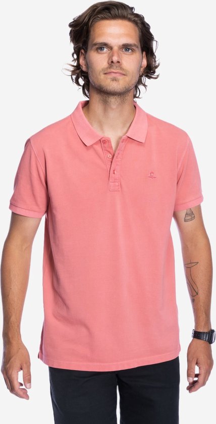 NOMAD Taupo Polo Heren Nature Dye S Roze Polo Shirt Korte Mouw Luchtig Katoen