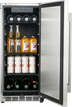 Réfrigérateur Plein air HCK BC-90 - 38 cm de large - 90 canettes - Acier inoxydable - également encastrable