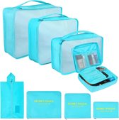 Packing Cubes kofferorganizer, 8 stuks kofferorganizer, pakzakken met schoenenzak, waszak, reisorganizer, kledingtassen voor rugzak (hemelsblauw)