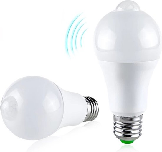 - LED Lamp met Bewegingssensor - Motion sensor - E27 - Vergelijkbaar gloeilamp - 1 Stuk - Wit licht