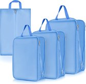 Ultralichte pakzakken met compressie, S, M, L, XL Packing Cubes, compressietas voor kleding en schoenen, kledingtassen als bagage-organizer, set (blauw)
