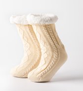 ELZA - Chaussettes d'intérieur - antidérapantes - avec doublure sherpa - taille unique - Bone White - blanc