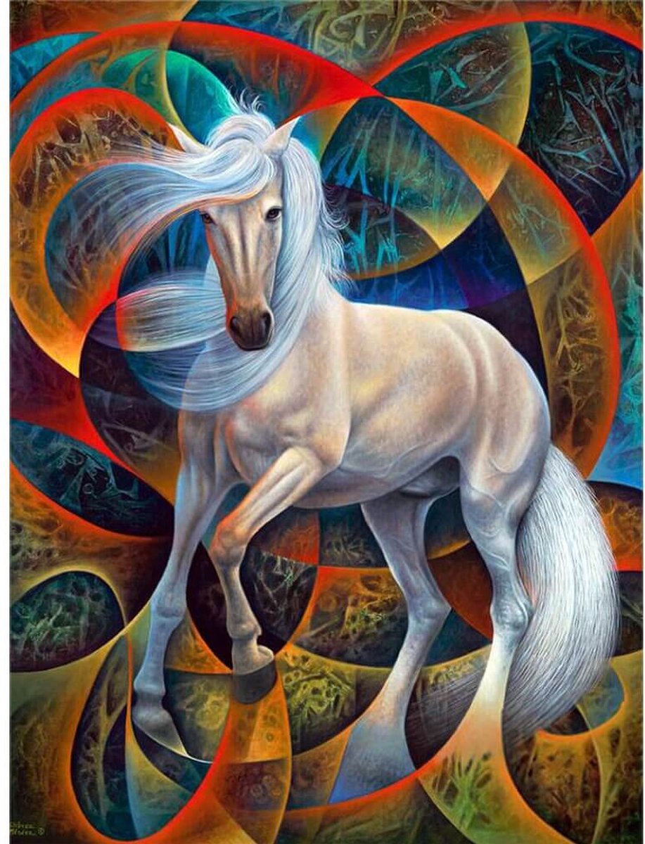 TOPMO - Witte Paard- 40X50CM- Diamond painting pakket - HQ Diamond Painting - VOLLEDIG dekkend - Diamant Schilderen - voor Volwassenen – ROND