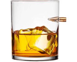 Whiskyglazen, whiskyglazen kogel, ouderwetse whiskyglazen, voor Schotse Bourbon Ierse whisky, grappige whiskycadeaus voor mannen, whiskyliefhebbers, opa, vader, vader, man, 300 ml (kogel) Image