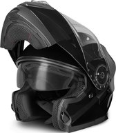 VINZ Santos Systeemhelm met zonnevizier | ECE 22.06 goedgekeurd | Scooterhelm / Motorhelm | Helm voor Motor / Scooter / Snorfiets / Brommer - Zwart